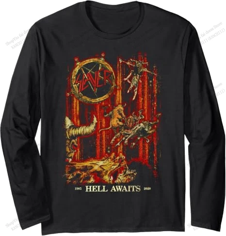 Heavy Metal Rock Slayer Band 3D Print Long Sleeve Crew Neck T-shirt Men Women Fashion Hip Hop Oversized Tops Tees Mens Clothing