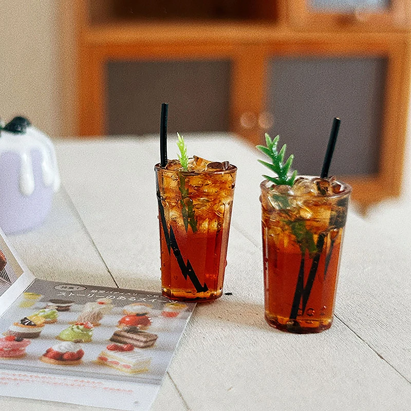 ⭐HOT❗ 1/12 Dollhouse Miniature Cafe Toy Decoration Model Ob11 Online Celebrity Iced American Latte Doll Food Play Accessories