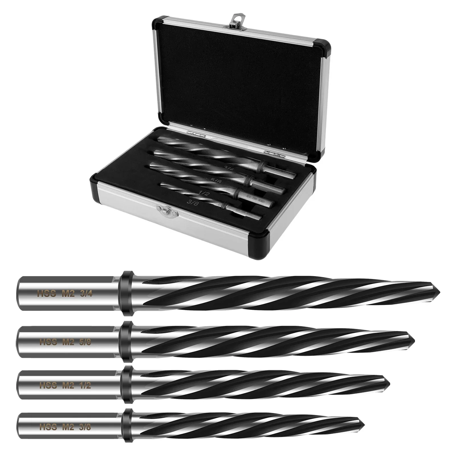 4Pcs Bridge Construction Reamer Drill 5/8inch 3/4inch 1/2inch 3/8inch Taper Chucking Reamer Car Reamer Enlarge Hole Drill Bit