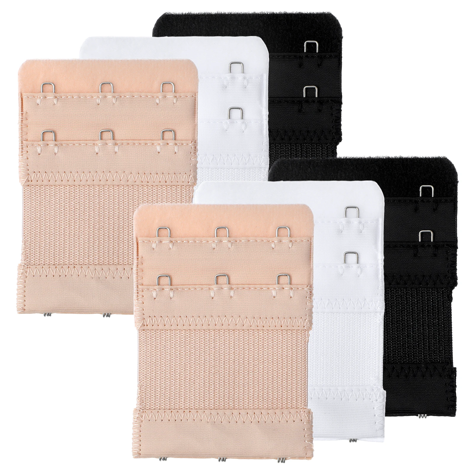 

3Pcs 3 Hook Bra Extender Elastic Cotton Stainless Steel Bra Extension Straps Adjustable Black White Nude Lingerie
