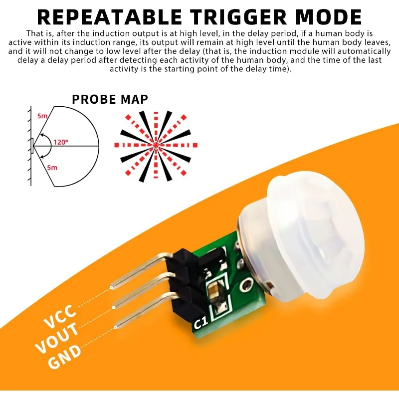1-10pcs AM312 PIR Motion Sensor Outdoor Mini Pyroelectric Infrared PIR Human IR Sensor Module Body Manual Motion Sensor Detector image 5