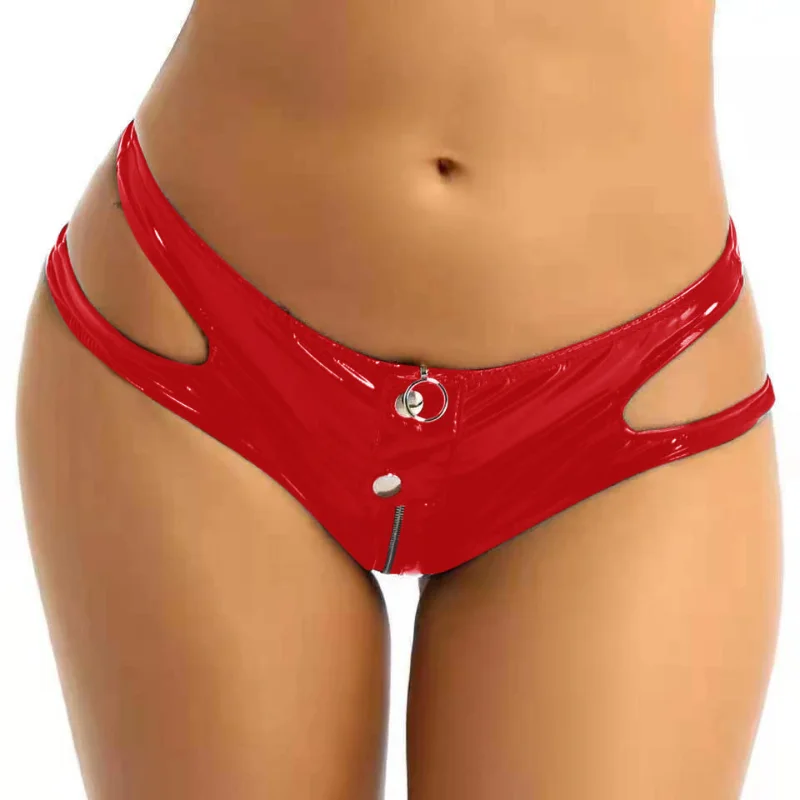 

Zipper Open Crotch Fetish Leather Shorts For Sex Erotic Porn Below Crotchless Underwear Glossy Wetlook Latex Mini Hot Pants Sexi