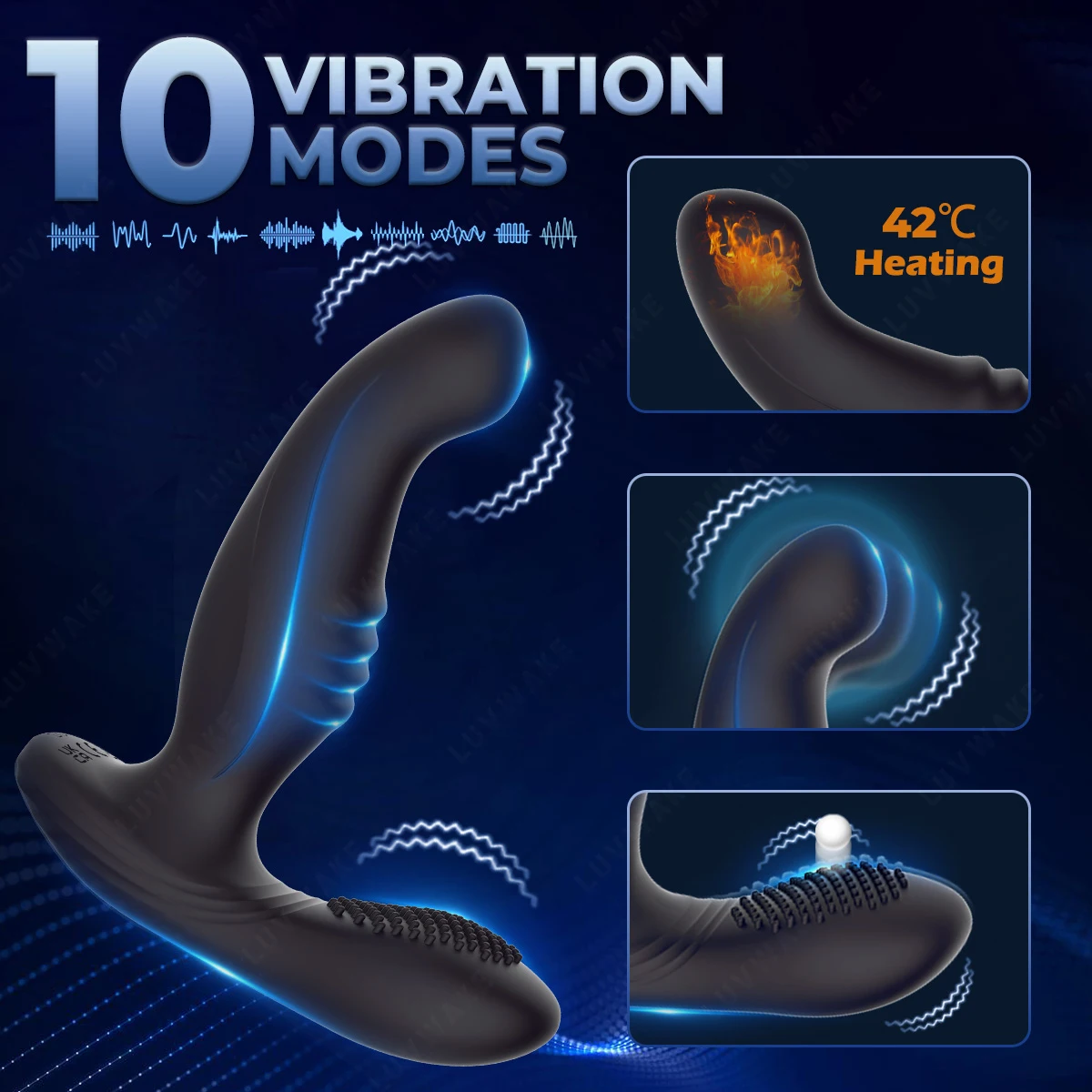 Wiggle Prostate Massager Anal Vibrator for Men Remote Control Dual Vibrating Butt Plug Perineum Stimulator Sex Toy for Couples