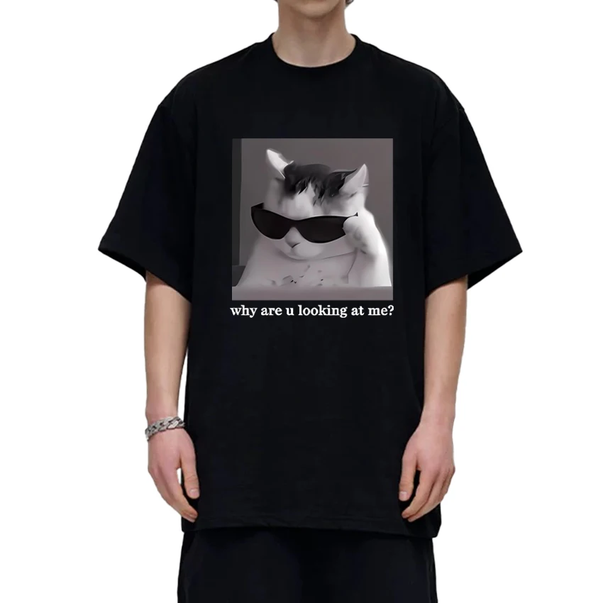 

Hot Sale New Harajuku Cool Cat Graphics short sleeve T-shirts Unisex vintage Oversized T shirt Summer Men Women 100% Cotton Top