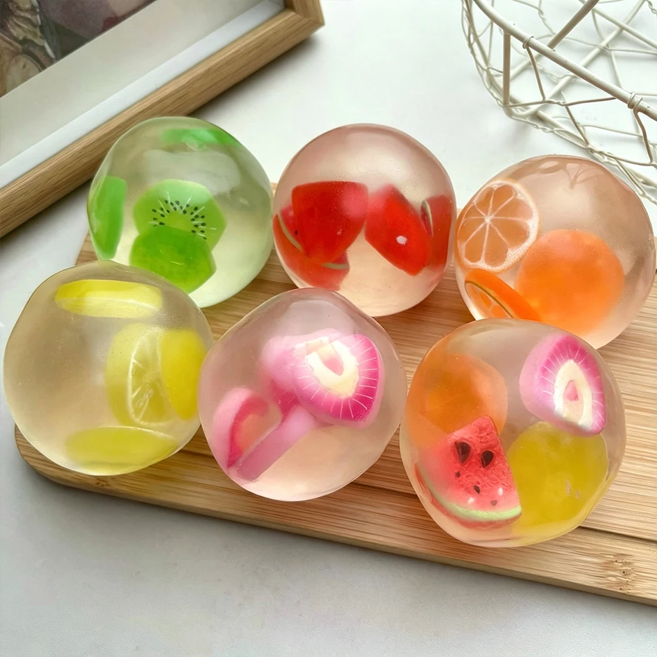 1-6PCS Moldable Squishy Fruit Coconut Oil Stress Ball Slow Rising Decompression Sensory Squeeze Toy