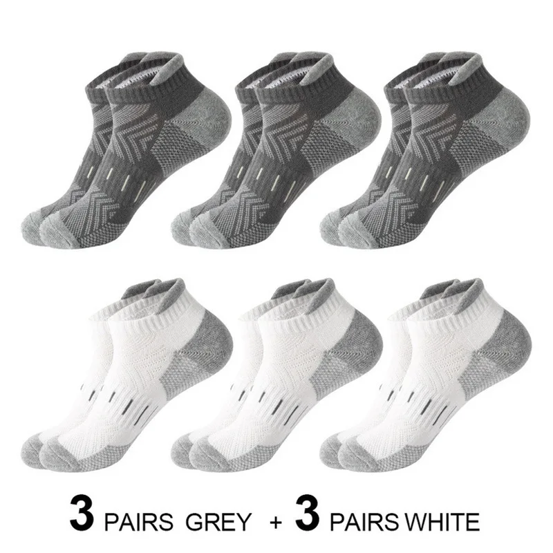 

6 Pairs Men Marathon Running Socks Comfortable Sweat Absorbing Breathable Wear-Resistant Mesh Football Basketball Sports Socks