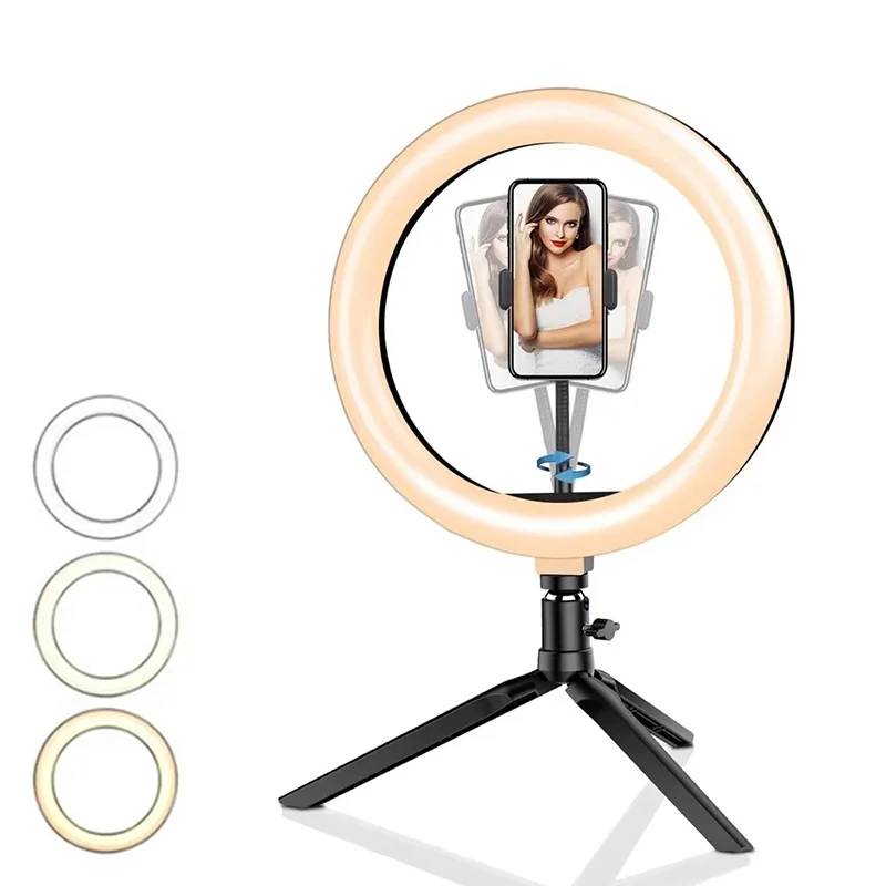 Aro de Luz LED para Selfies de 6/10/12 Pulgadas, Regulable, Lámpara de Iluminación para Fotografía con Trípode para Grabación de Video, Transmisión en Vivo y Selfies
