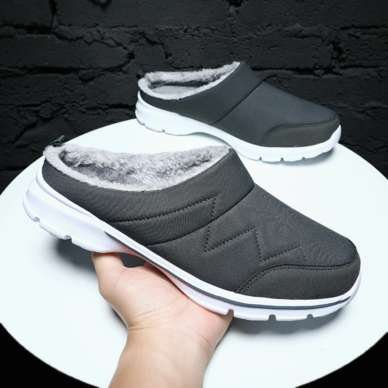 Winter Men Cotton Shoes Keep Warm Shoes Non-Slip Winter Home Slippers Soft Slippers Women Couples Comfortable Male Fur Slides