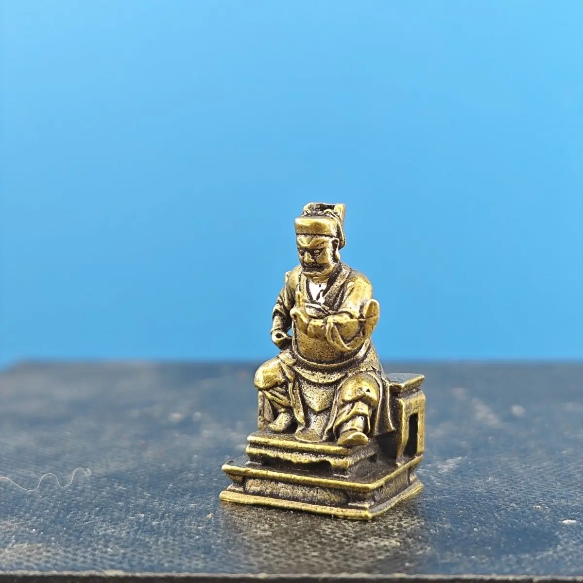 Brass Zhao Gongming Figure-piece, God of Wealth, Home Deity Statue, Fish Tank Landscape, Car Center Console Figure-piece