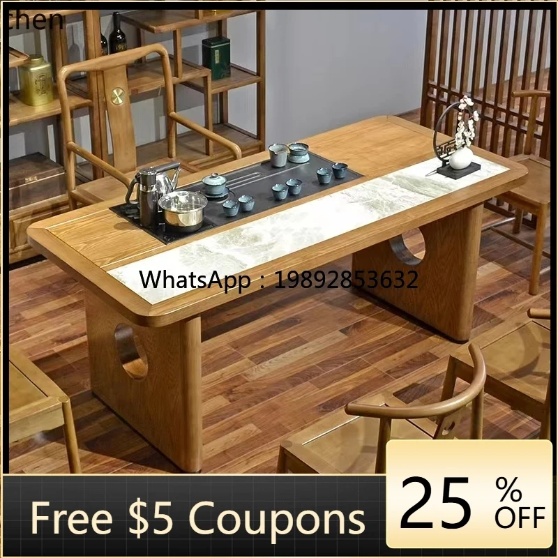 solid wood tea table and chair combination rock slab splicing reception Kung Fu tea table home accessories