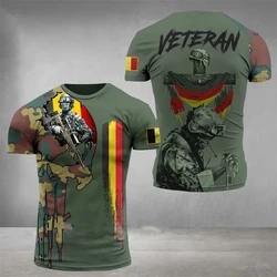 Belgium Flag Army Camouflage Graphic T Shirts Belgian Veteran Military Camo 3D Printed T-Shirt Casual Streetwear Soldier Tops