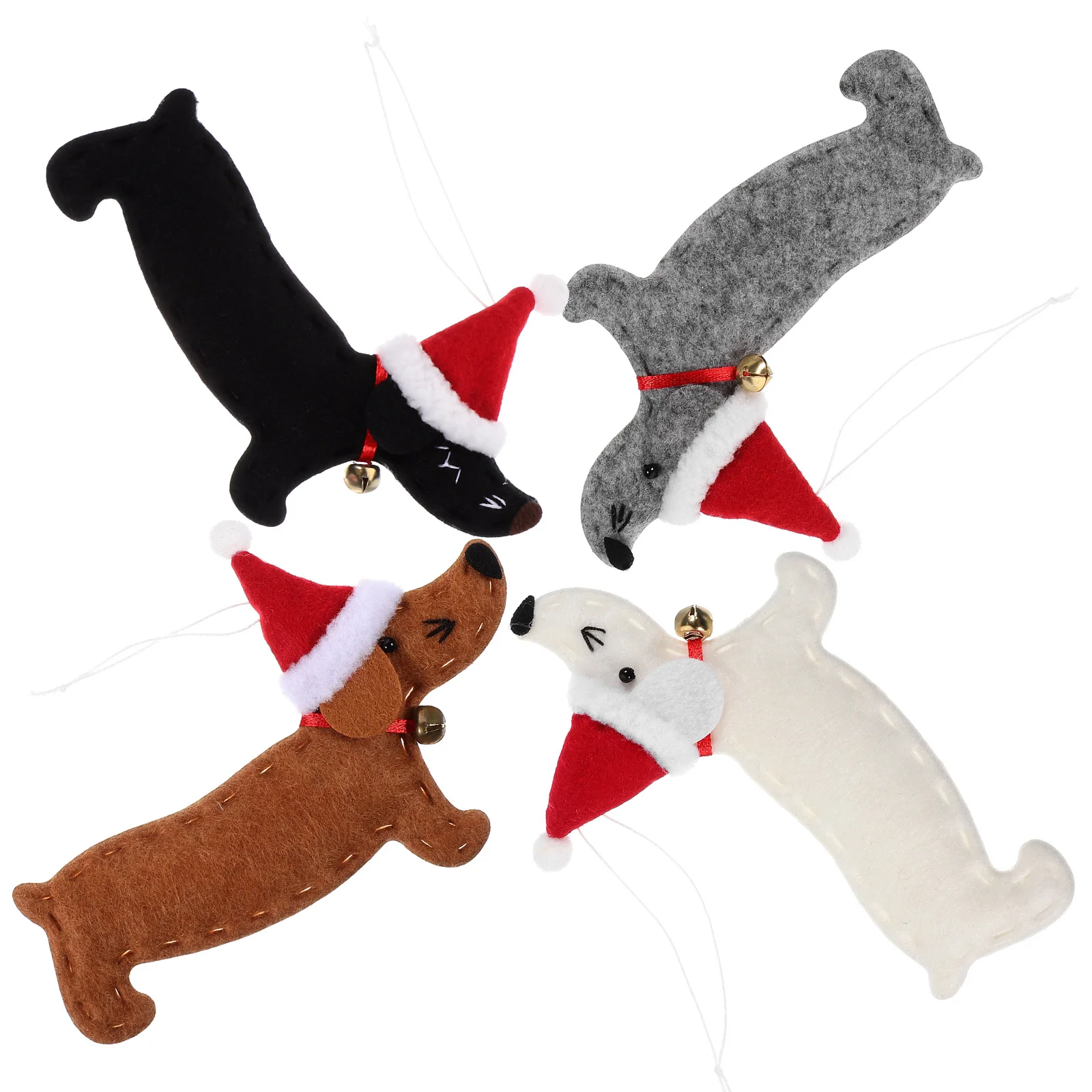 

4Pcs Creative Dachshund Dog Hanging Ornaments Premium Material Christmas Tree Pendant Christmas Party Decoration