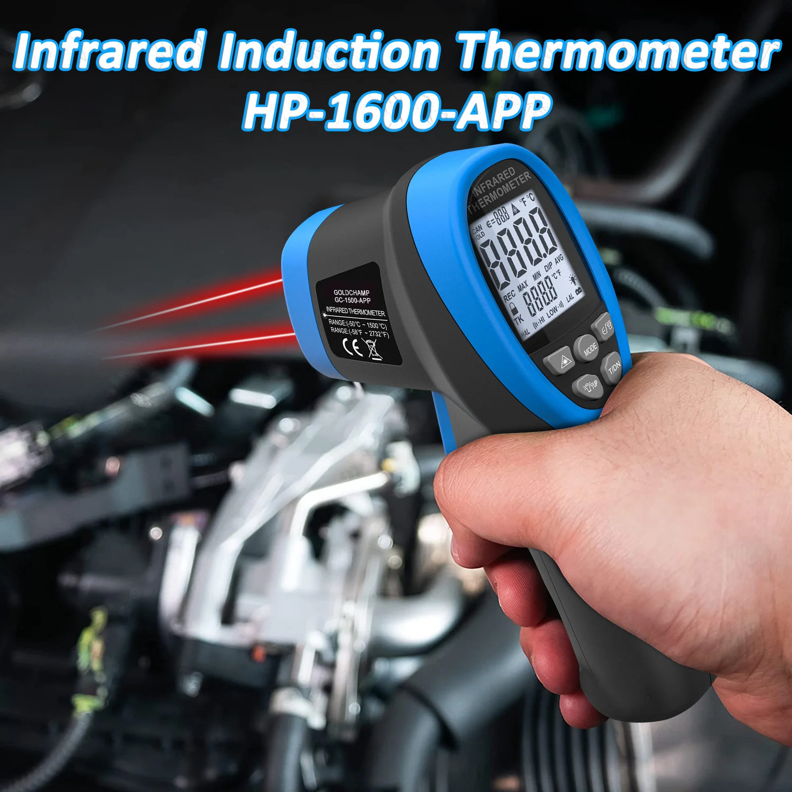 HP-1500-APP Infrared Induction Thermometer Gun, Dual Laser 30:1 Pyrometer tool, -58'F to 2732'F For barbecue cooking beef steak