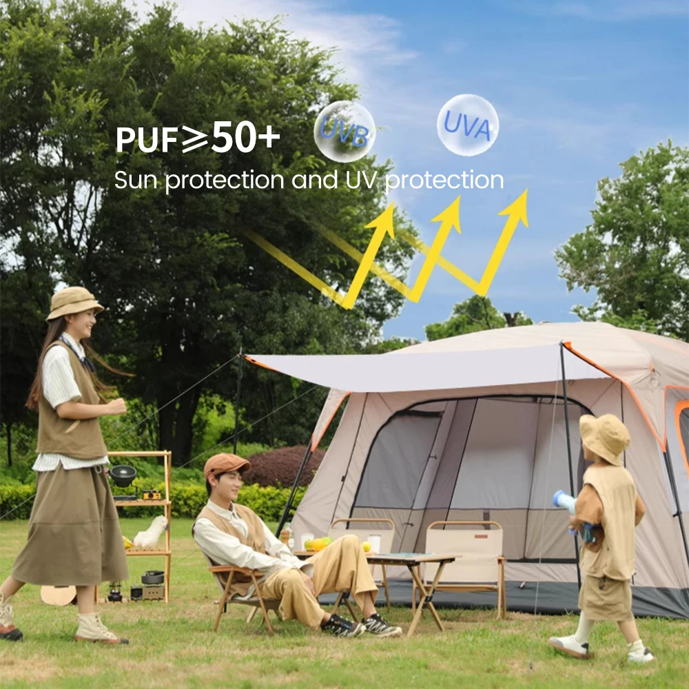 خيمة عائلية للتخييم في الهواء الطلق 3-12 شخص طبقات مزدوجة كبيرة الحجم 2 غرف سميكة مقاومة للمطر معدات جولة تخييم الأسرة في الهواء الطلق #6