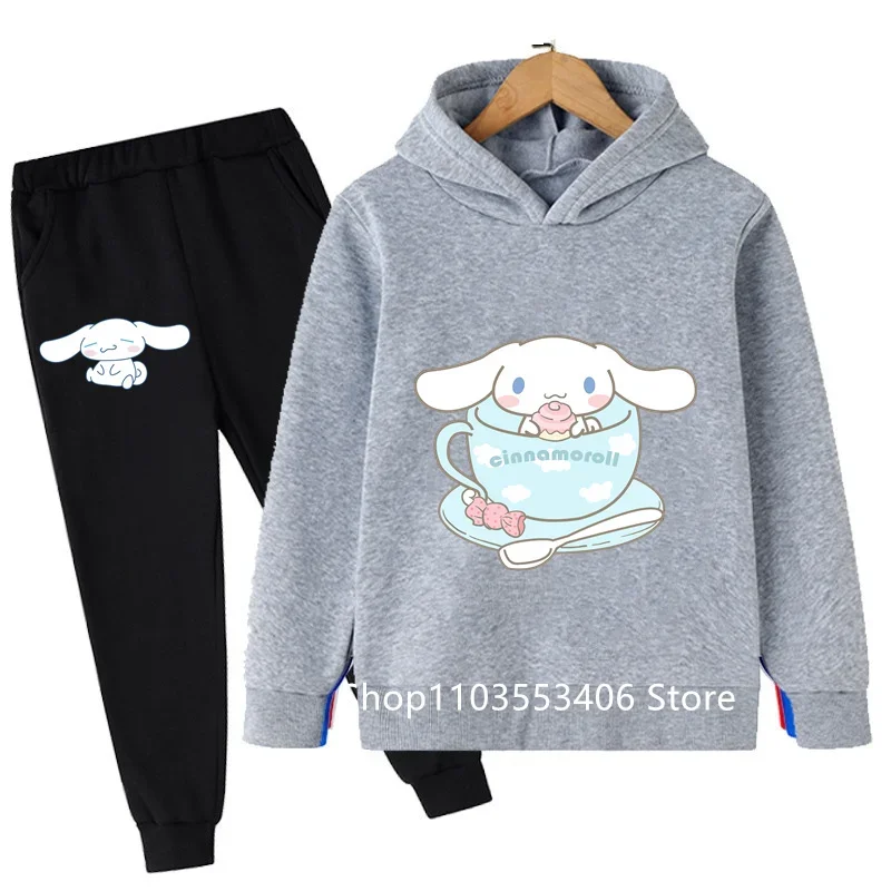 Trendy 2024 Cinnamon Roll printed Children's sweatshirt set Spring and Autumn Outdoor recreation for boys and girls fashion