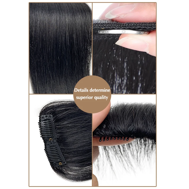 100% มนุษย์ผมผู้ชาย 10 ซม.ผม Bangs คลิปจริงผมบางสูงหน้าผาก Bangs Fringe EXTENSION สําหรับปริมาณ