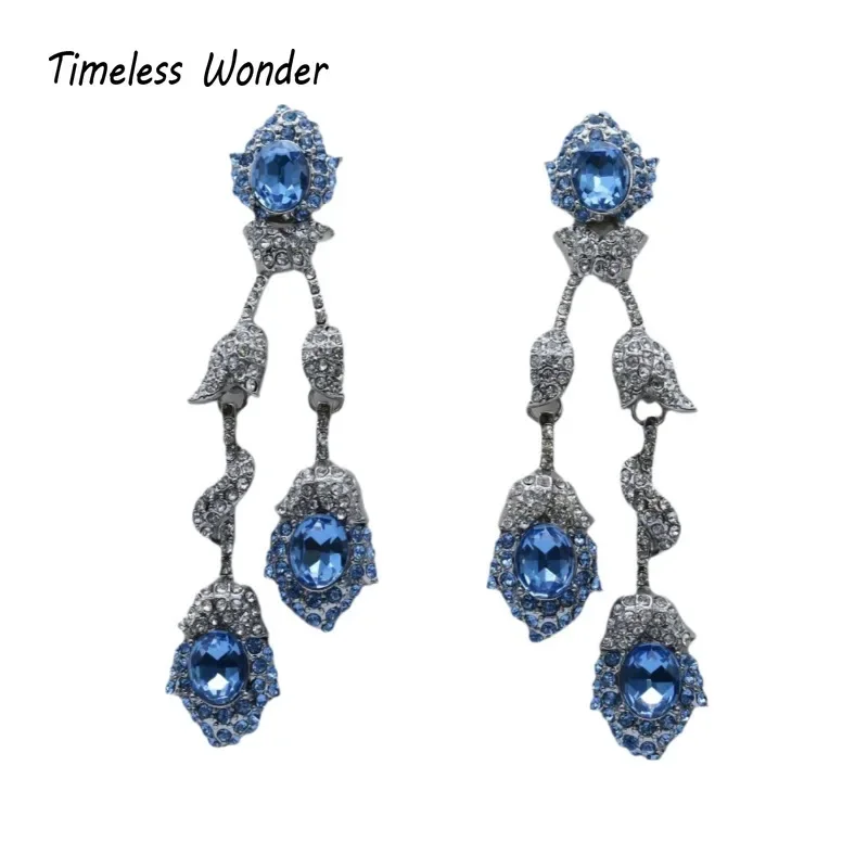 Timeless Wonder Fancy Zircon Geo Floral Stud Earrings for Women Designer Jewelry Runway Goth Trendy Style Rare Gift Sweet 5152