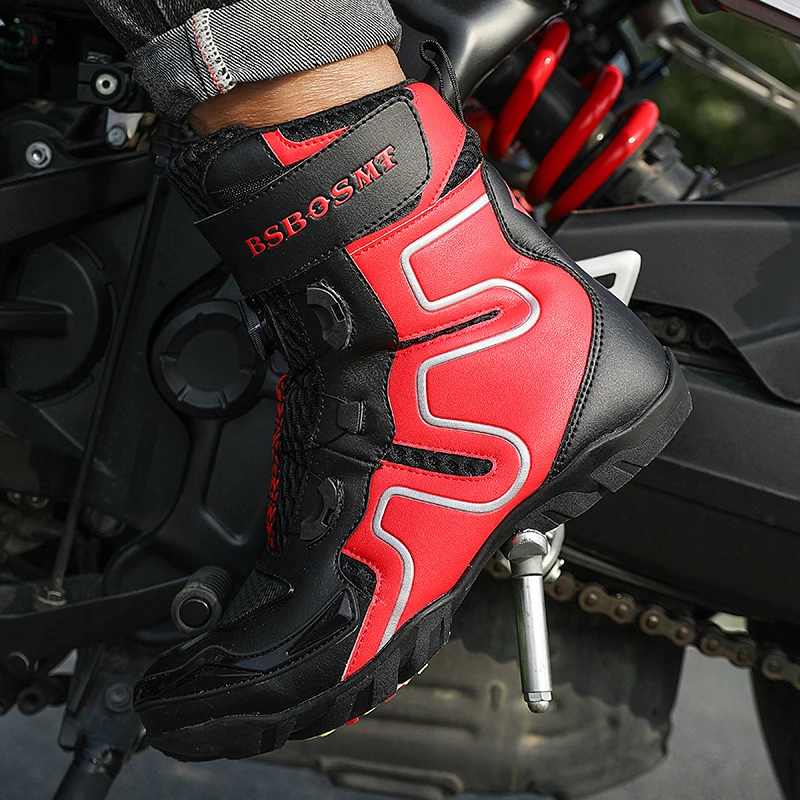 Motorcycle Riding Men Boots Waterproof Motocross Cycling Shoes Off-Road Motorbike Racing Anti-drop Breathable Equipment Soft