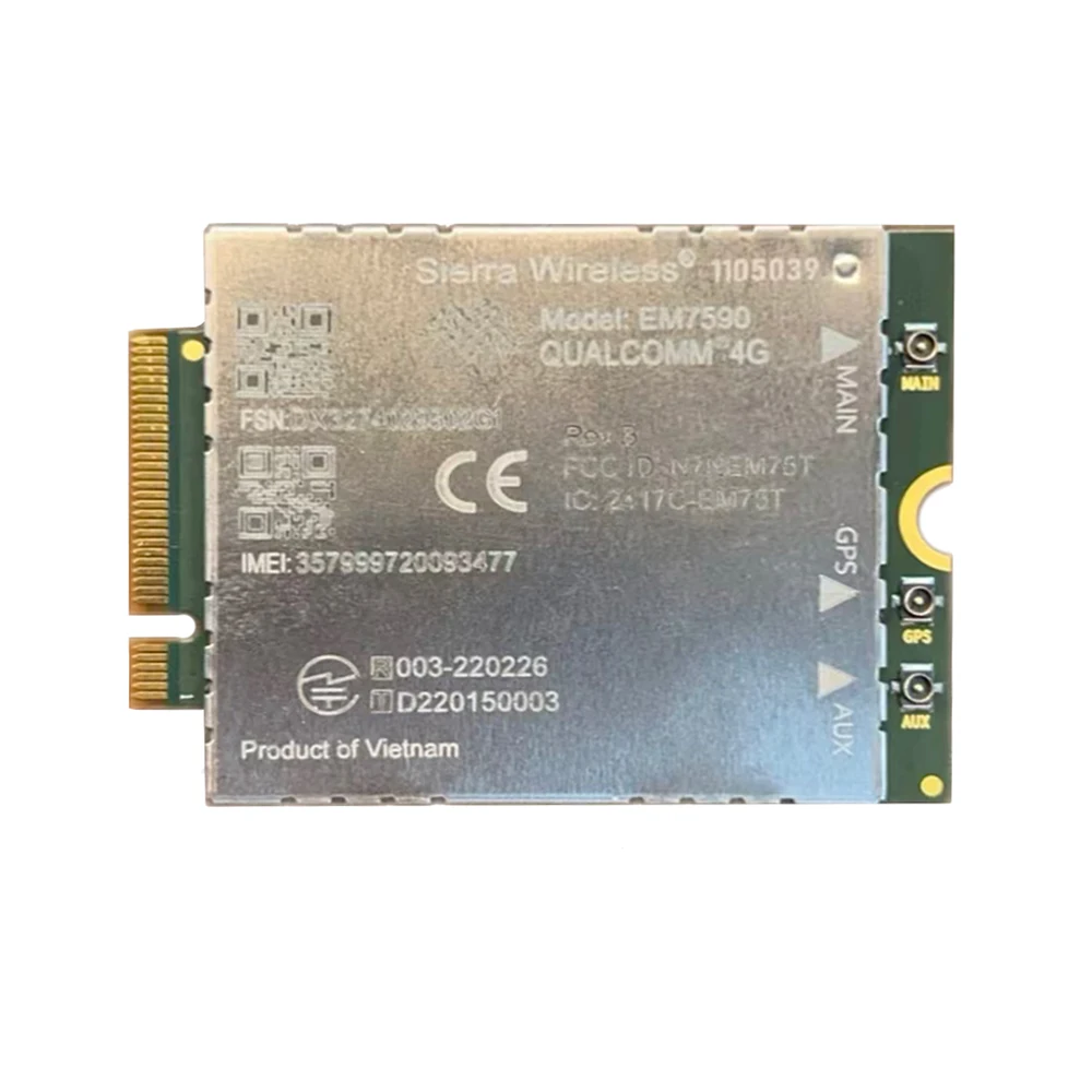 

New Sierra Wireless EM7590 4G LTE-A Pro Cat-13 M.2 Module Global 400Mbps 3G Fallback PCI Express M.2 USB2.0 USB3.0 GNSS Receiver