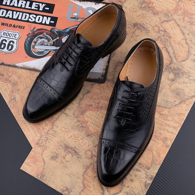 Handmade Oxford Casual Business Office Work Shoes Luxury Wedding Classic Fashion Formal Shoes Genuine Leather Lace Up Shoe