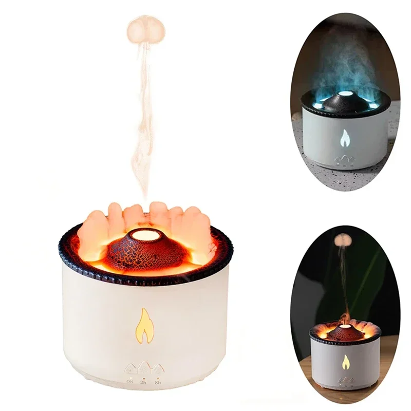 

Volcano & Jellyfish Flame Aroma Diffuser Essential Oil Machine Air Humidifier with Colorful Lights, Aroma Diffuser for Bedroom