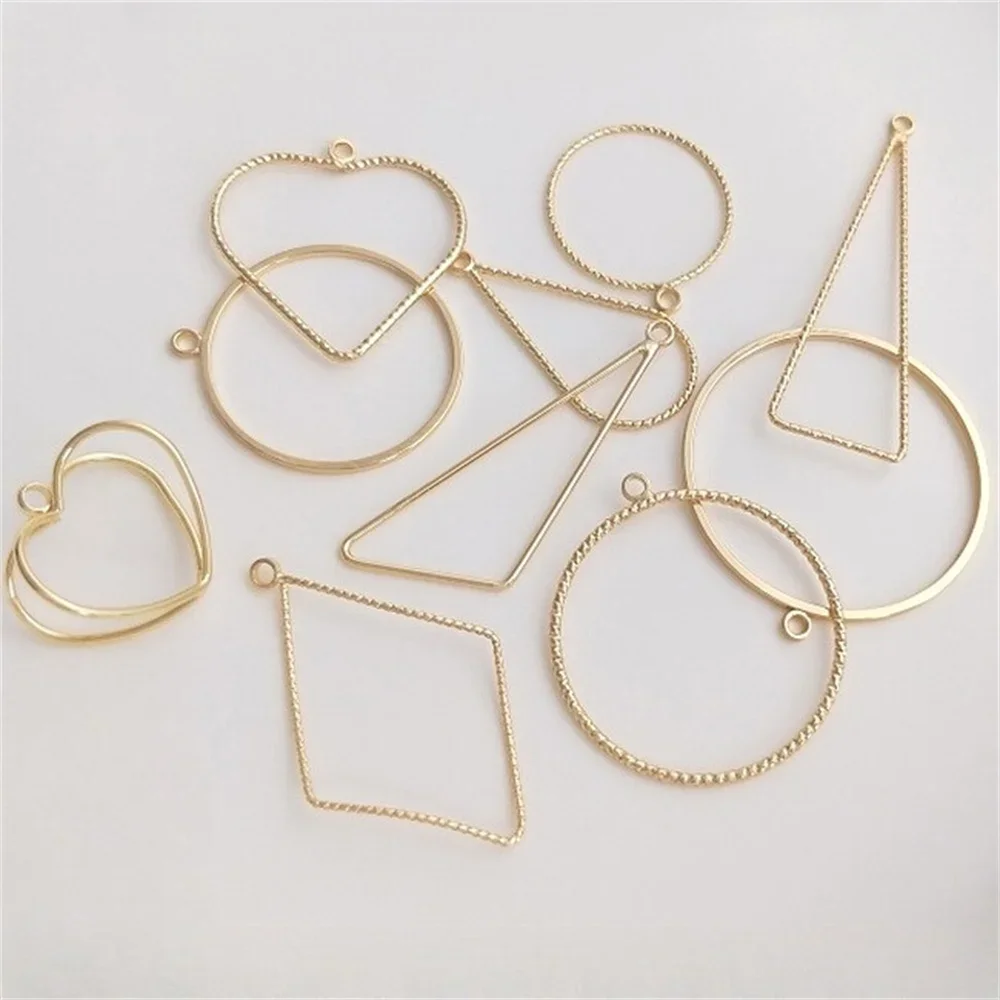 

14K Gold Bag with Hanging Geometric Frame Pendant Circular Water Droplet Triangle Heart-shaped DIY Handmade Pendant Accessories