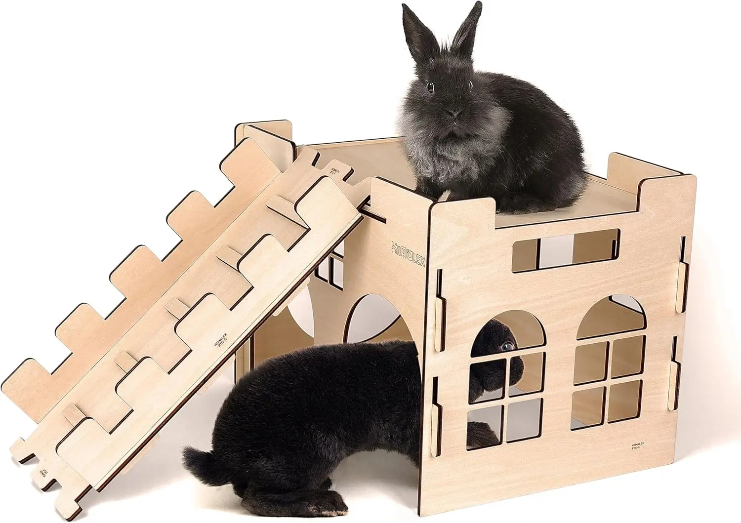

Extra Large Sturdy Bunny Hideout Wooden Rabbit Castle with Ramp Indoor House Habitat for Rabbits Hamsters Guinea Pigs Fe