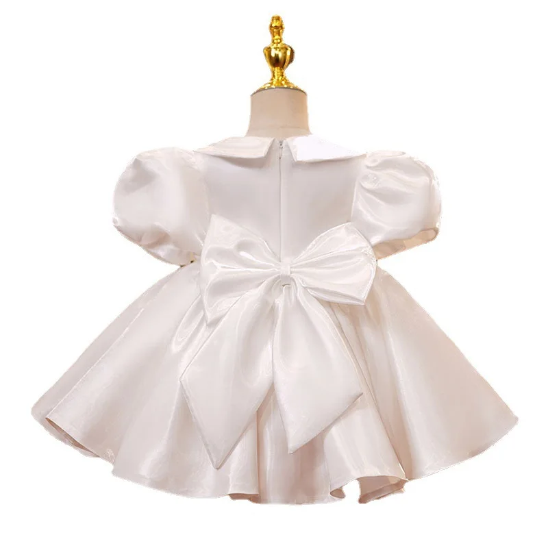 White Baby Girl Clothes Birthday Party Tutu Dress Bow Newborn Baby Girls Birthday Outfits Toddler Infant Girls Wedding Costume