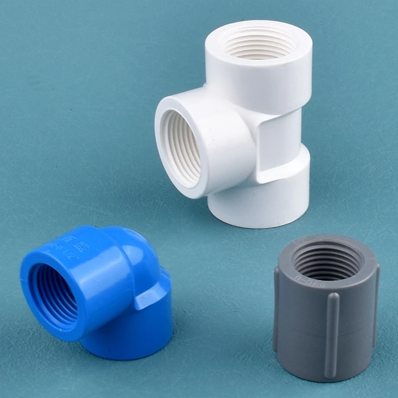 1/2 3/4 1 Inch Female Threaded Straight Elbow Tee Garden Irrigation PVC Pipe Thread Connector Aquarium Water Pipe Jiont Fittings