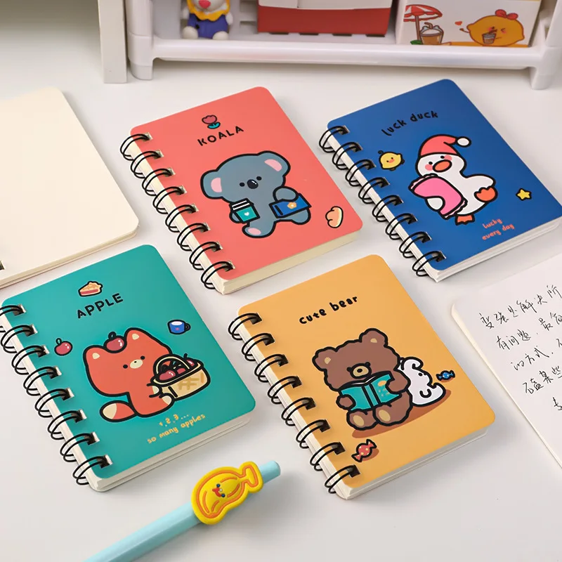 Kawaii Niedlichen Cartoon Tiere Mini Spirale A7 Notebook Täglich Wöchentlich Planer Leere Papier Hinweis buch Zeit Organizer Schule Liefert