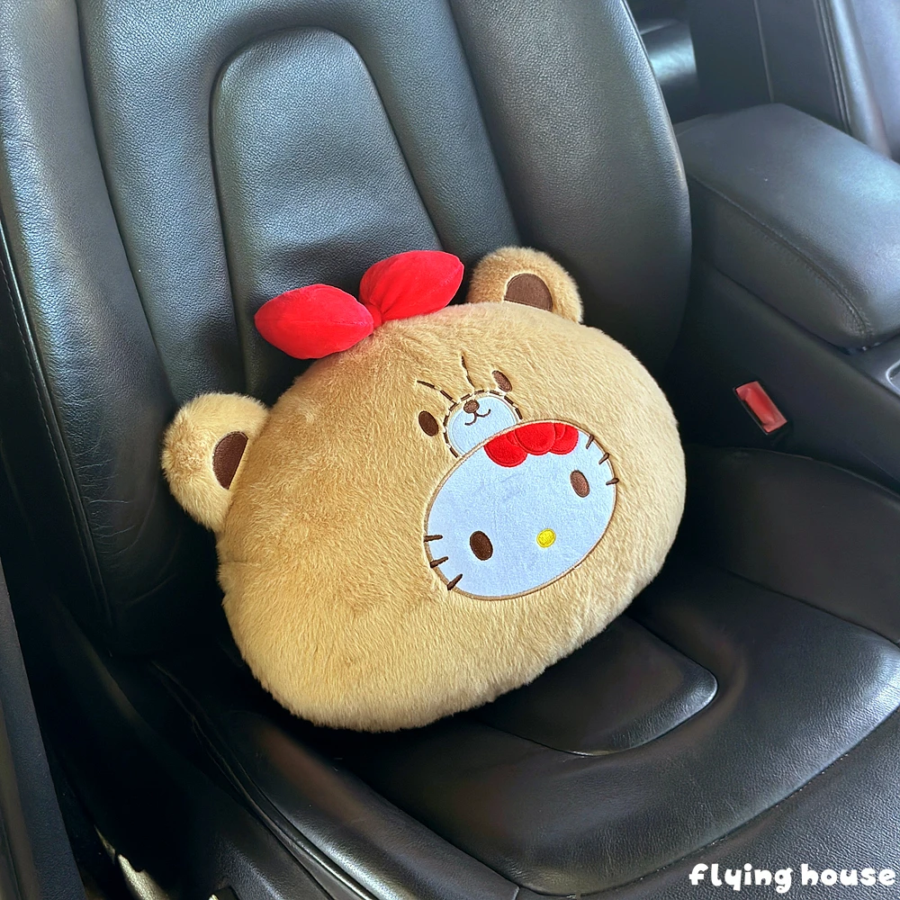 Sanrio hello kitty carro de pelúcia encosto de cabeça volta almofada para cinto de segurança do carro capa hello kitty recheado acessórios automóveis para decoração