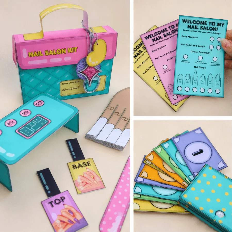 DIY Nail Salon Sticker Simulation House Scrapbook Set DIY Quiet Book Material Pack Non finished Products Need to be Hand Cut to