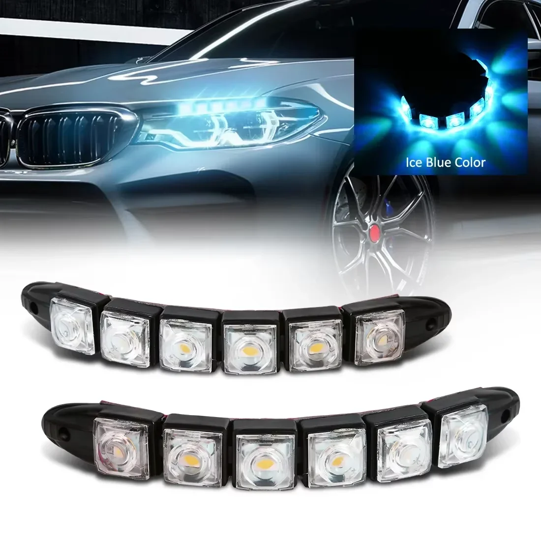 2PCS LED Waterproof DRL Light Cars Auto Decorative Flexible Daytime Running Light Car Driving Strip Styling Headlight