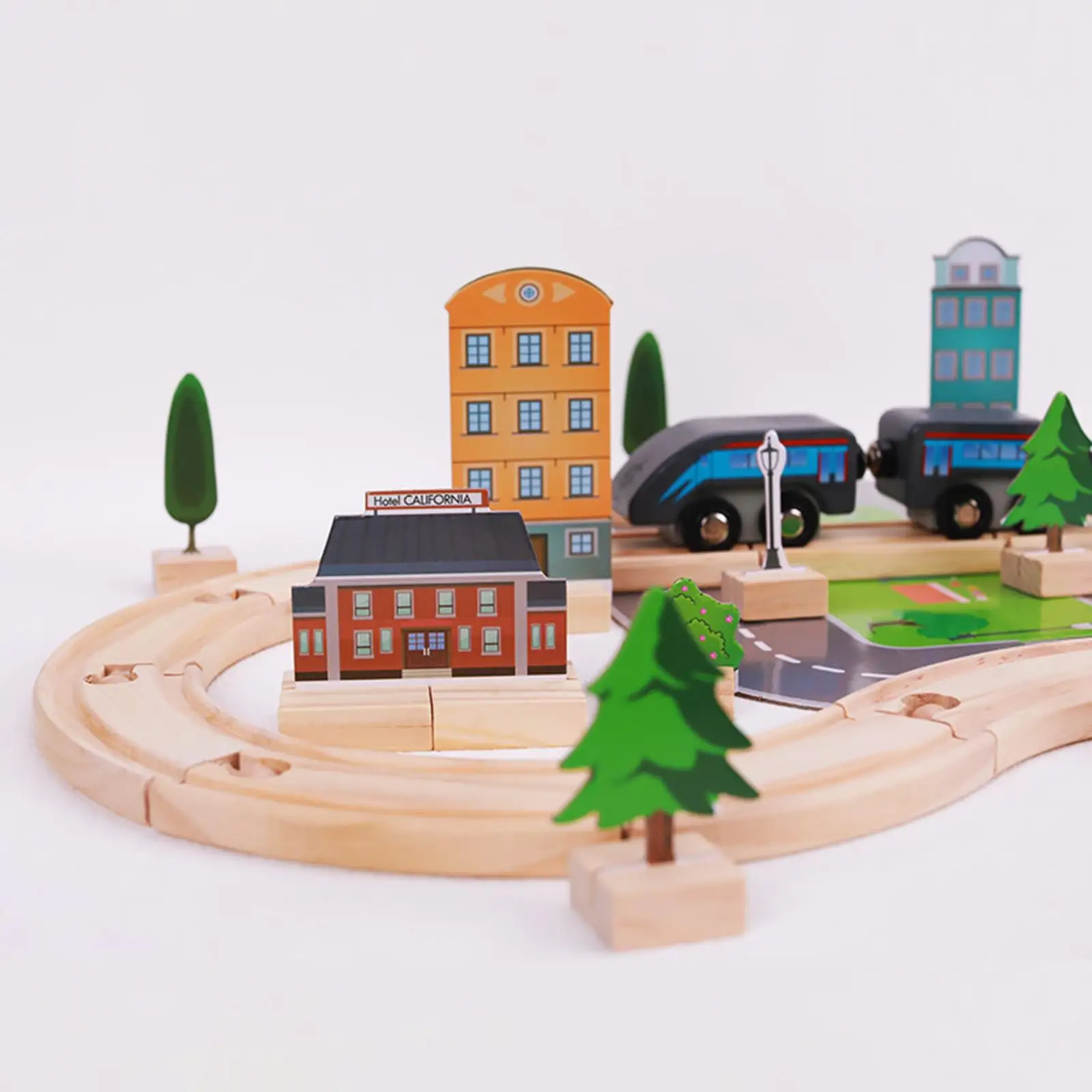 Wooden Railway Track Set Classical Train Toys Interactive Kid Toy Kids Valentines Day Gifts for Preschool Toddlers 4~7 Gifts