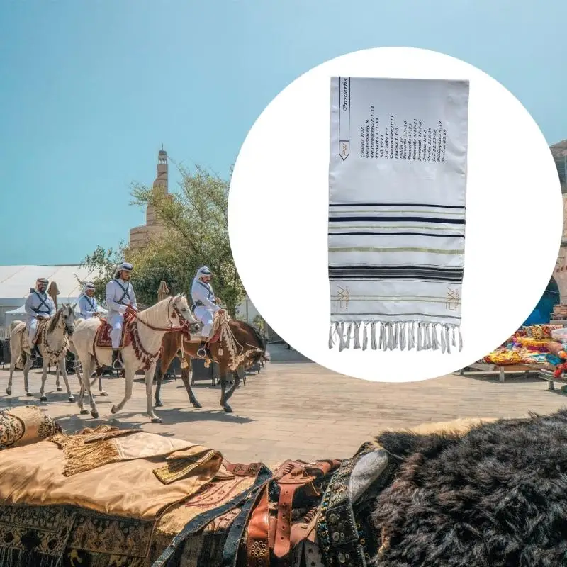 P88B TLANIT ORAGEM TAMANHO COMUNICAL 20X71 CONGLEM COM TASSLOS, LIÇAS AZUL OURO