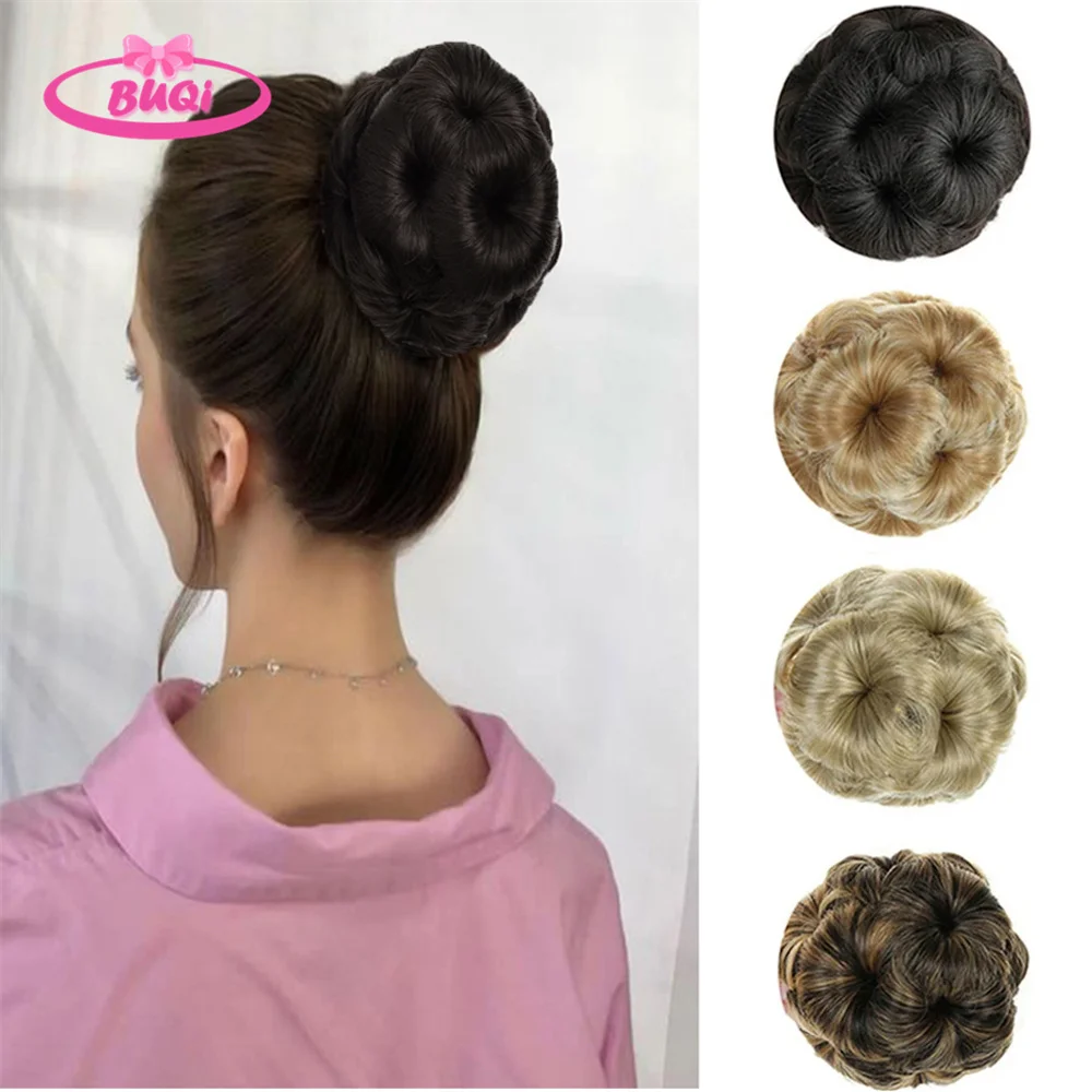 

BUQI Synthetic Claw On Hair Scrunchie Chignon Hair Natural Fake Hair Bun Curly Clip in Hair Ponytails Extensions For Women