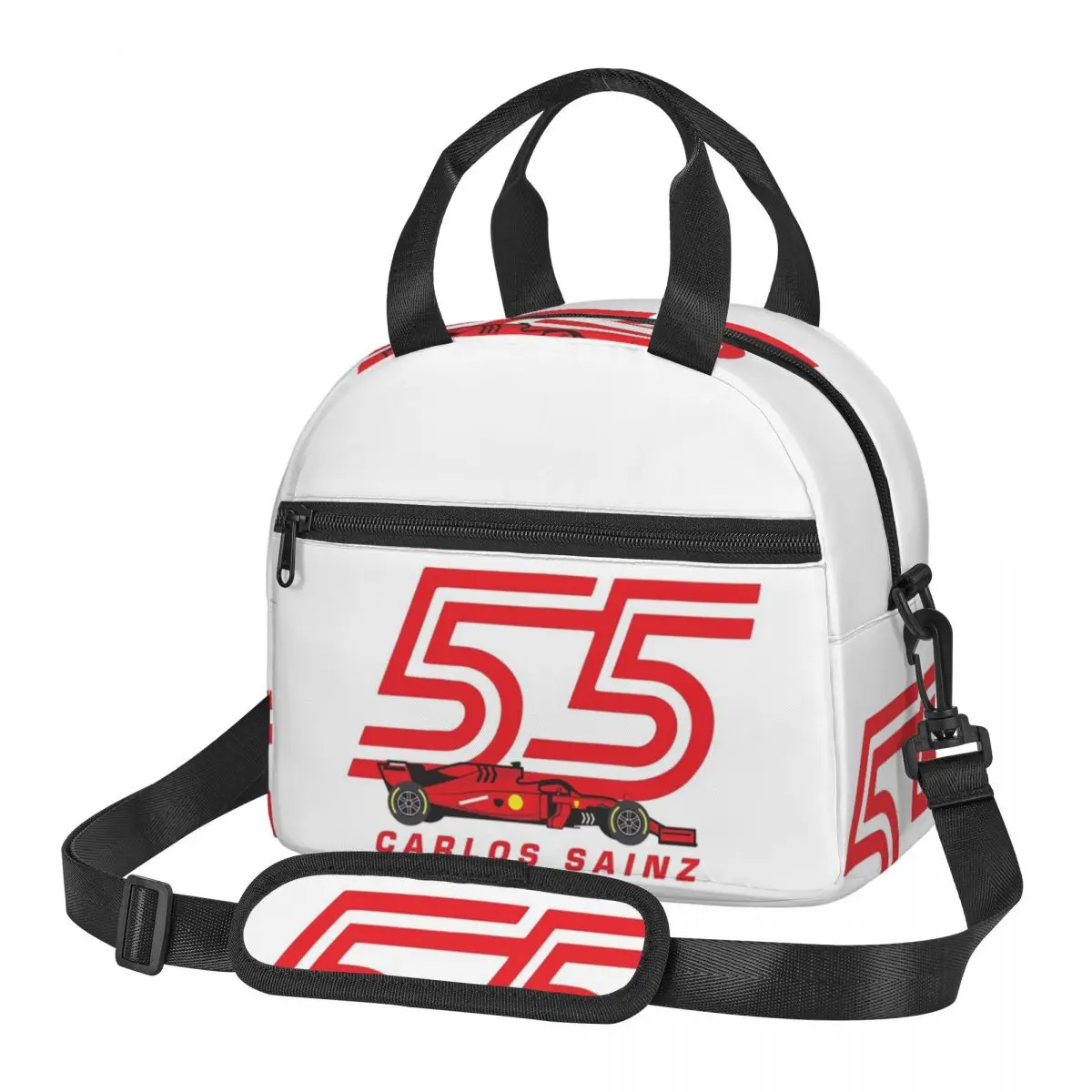 Carlos Sainz Jr F1 Signature Graphic - Bolsas de almuerzo oscuras Bento Box Bolsa de almuerzo Bolsas de picnic a prueba de fugas Bolsa térmica para mujer Oficina