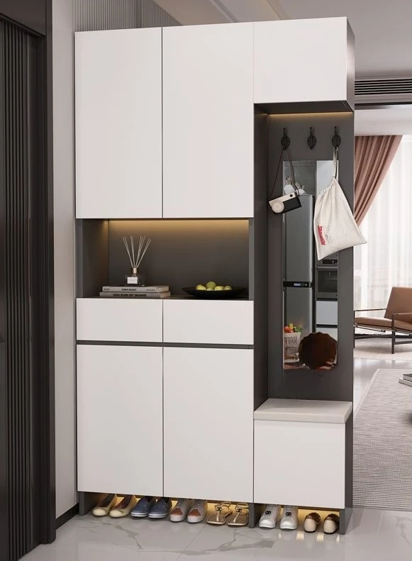 Solid wood entrance cabinet, door partition cabinet, living room screen shoe cabinet integrated storage cabinet
