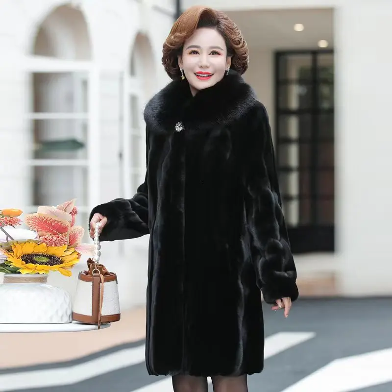 Women Faux Fur Mid Length Coats Jackets Turn Down Collar Coat Thick Warm Y2k Streetwear Jacket Elegant Work Outerwear 2026