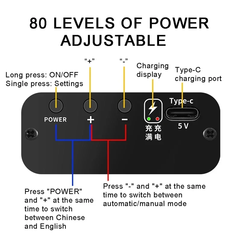 80 Gears Spot Welder Adjustable Portable Handheld Digital Display Mini Spot Welding Machine Automatic Trigger for 18650 Battery