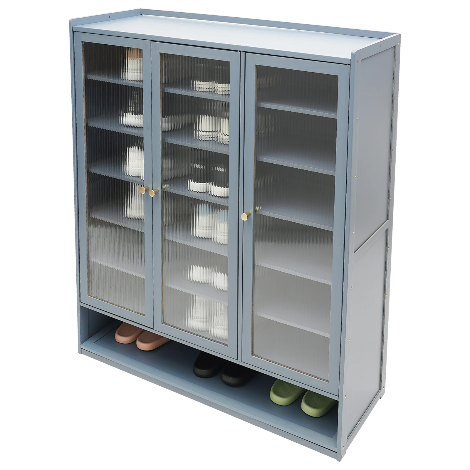 

Shoe Cabinet with Adjustable Tiers – Bamboo Organizer with Dustproof Doors, Open Compartment for Storage
