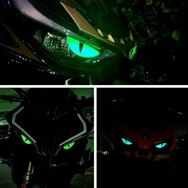 Motorcycle Modification Night Light Devil Eye Stickers Three Dimensional Decorative Front Stickers Windshield Sticker Accessorie