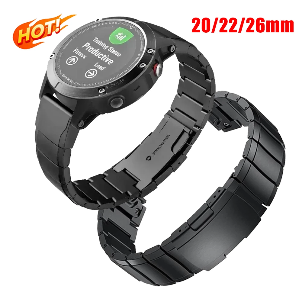 Stainless Steel Watch Bands for Garmin Fenix 3/5/5X/5S Easy Quick Install Fit Link Replacement Smart Watch Strap 20mm 22mm 26mm