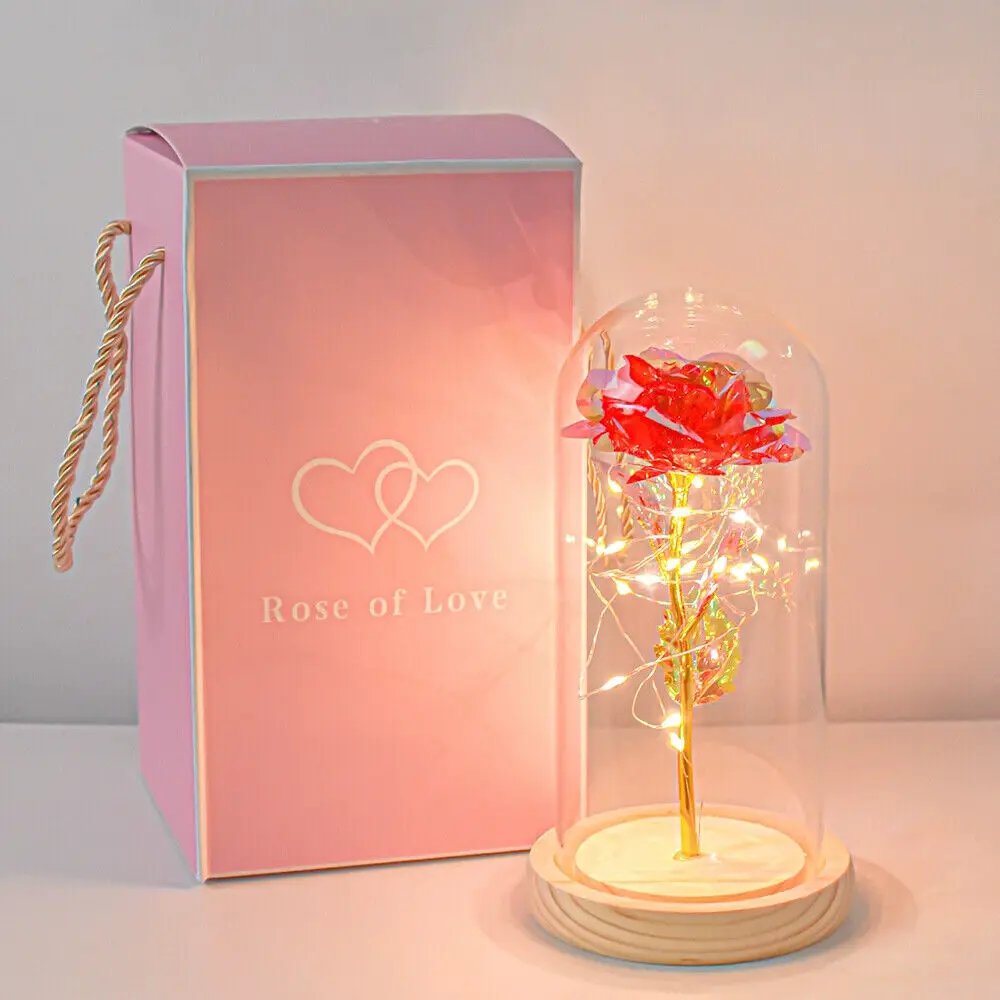 Light Wer Rose In Glass Dome Forever Rose Red Rose Valentine's Day Mother's Day Special Romantic Gift