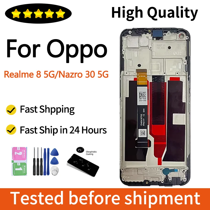 6.5''Display for Oppo Realme 8 5G RMX3241 LCD Display Touch Screen Digitizer Assembly Replacement for Realme Narzo 30 5G RMX3242