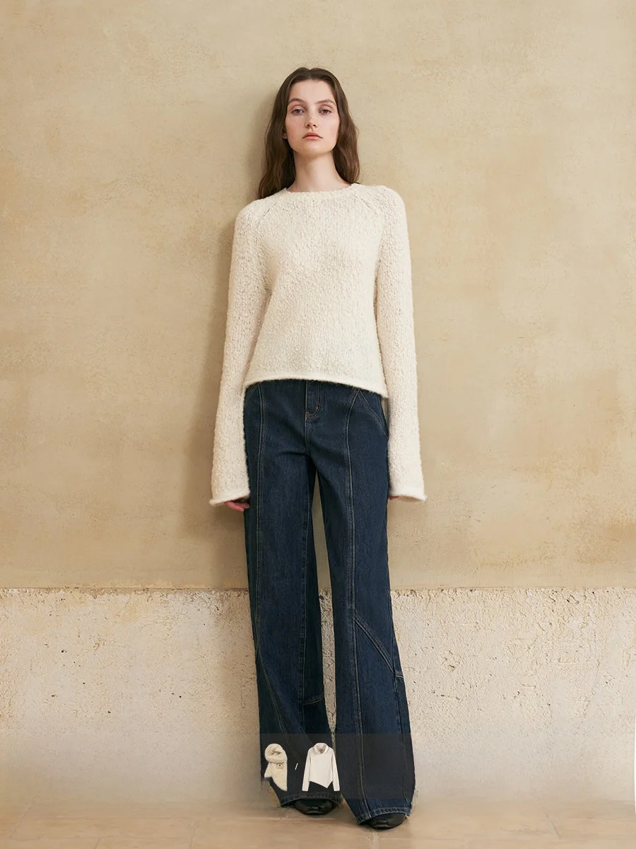 

Оригинальные деконструированные прямые джинсы, женские утягивающие винтажные джинсы, повседневные длинные брюки с талией, синие