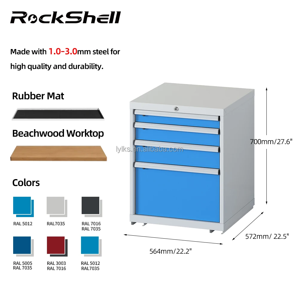 4 Drawer Heavy Duty Metal And Steel Mechanic Workshop Storage Cabinet Customizable With Key Lock OEM/ OBM Customized Support