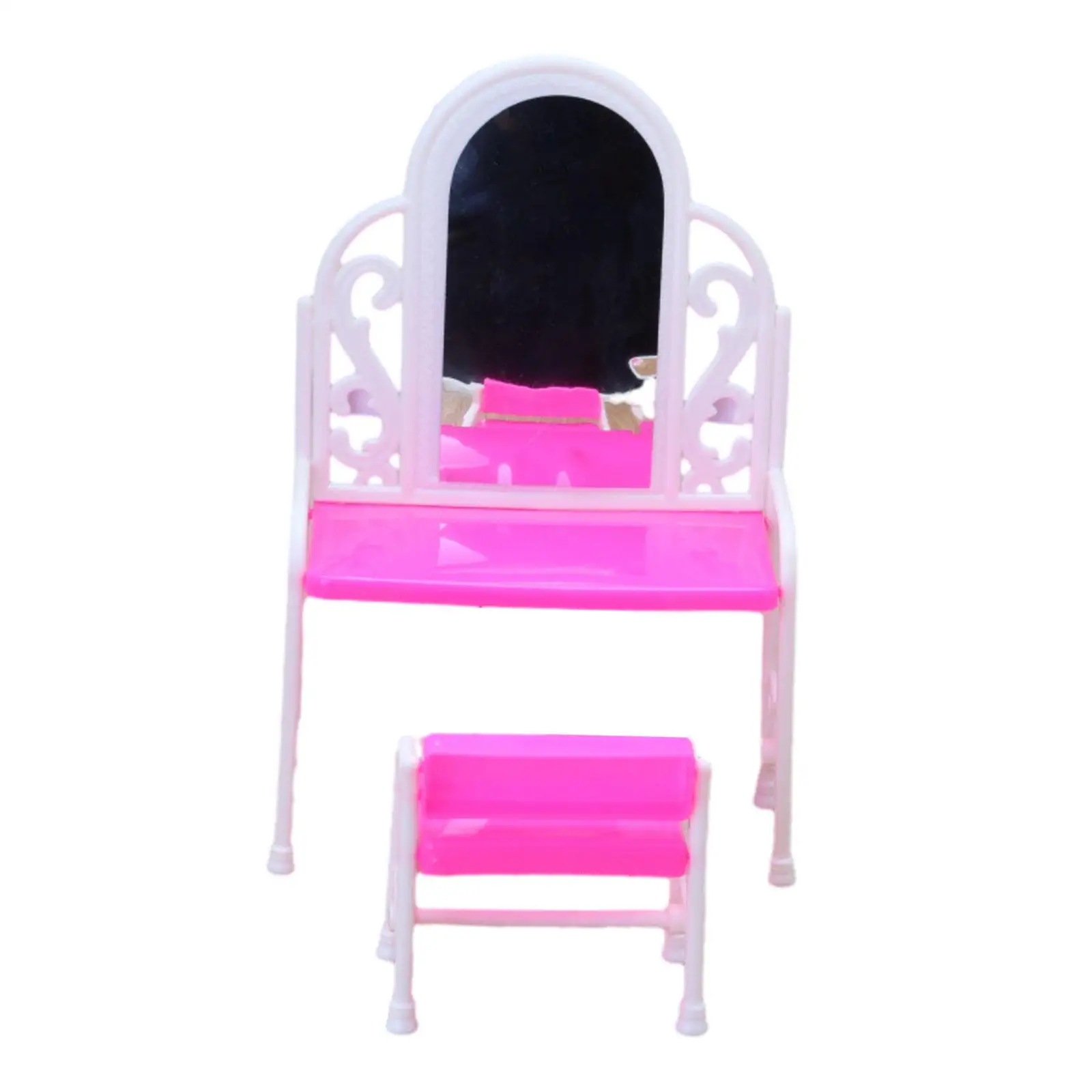 Mini House Accessories with Stool Dollhouse Makeup Vanity for Doll Ornaments