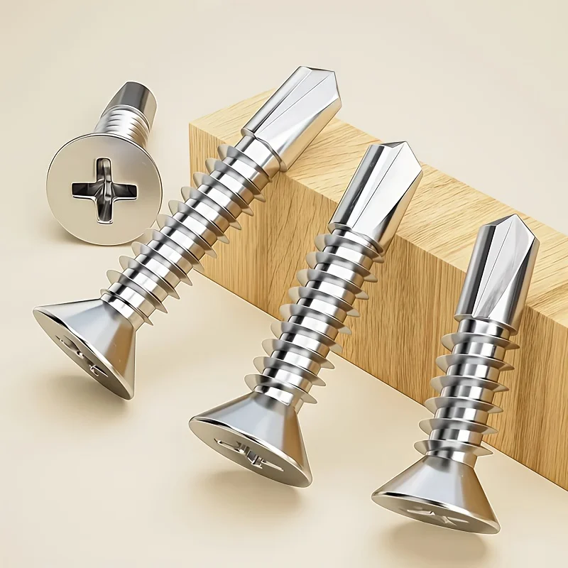 M4.2 # 8 100 Stück Truss-Kopf-Blechschrauben-Sortiment, Verstärkte Verzinkte Selbstschneidende Bohrschrauben für Metall, Kunststoff, Holz