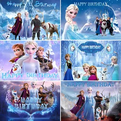 Disney Winter Ice Frozen Snowflake Castle Backdrop Elsa Anna Snow Queen Princess Girls Birthday Party Decor Photo Background